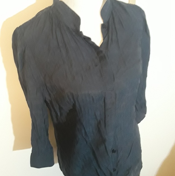 Club Monaco Black button up 3/4 sleeve t - Picture 2 of 5